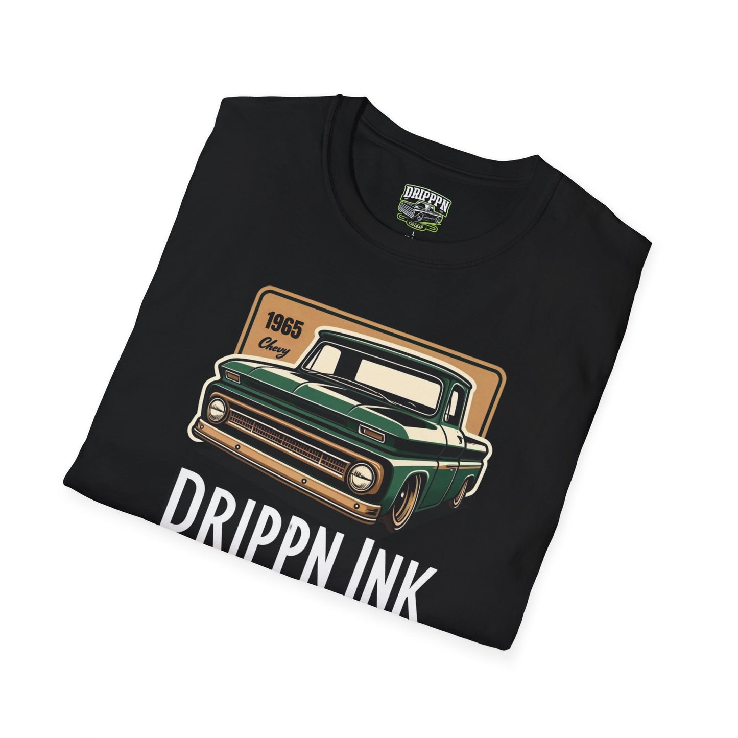 This must-have Green and Gold 1965 Chevy C10 T-shirt fits like a well-loved favorite. High-quality print makes it an ultimate statement shirt for years to come. Drippm Ink in Big and Bolds Lettering 