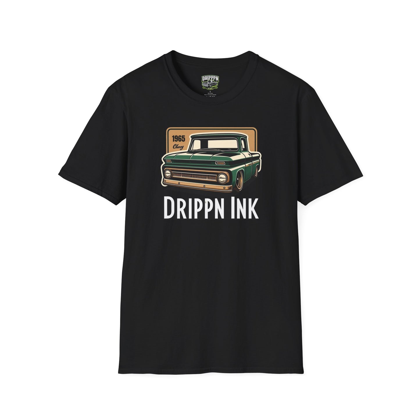 This must-have Green and Gold 1965 Chevy C10 T-shirt fits like a well-loved favorite. High-quality print makes it an ultimate statement shirt for years to come. Drippm Ink in Big and Bolds Lettering 