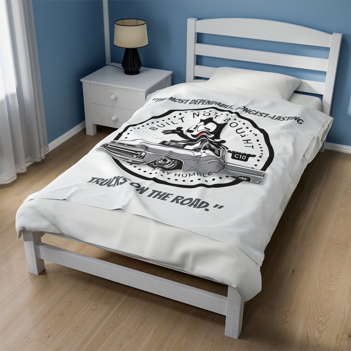 Built not bought C10 Plush Blanket Elevate your home's ambiance with our Built-not-bought C10 Filex the Cat plush velveteen blanket. Its soft, luxurious texture invites comfort and warmth, making it a perfect addition to any space. 