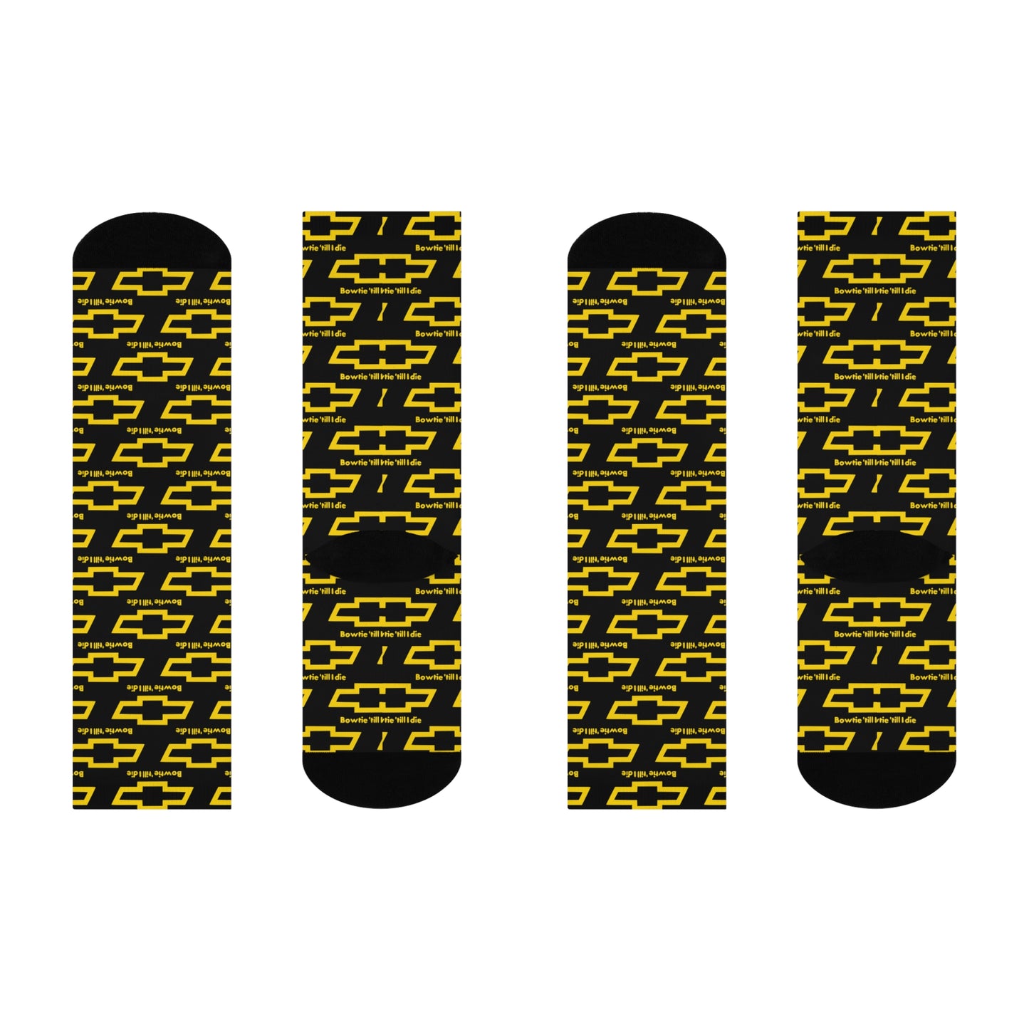 Bowtie ’Till I Die Crew Socks – Yellow Chevy Emblem