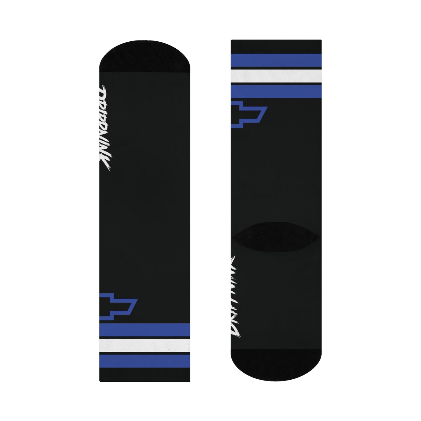DrippnInk Bowtie Stripe Crew Socks — Chevy Blue Garage Edition