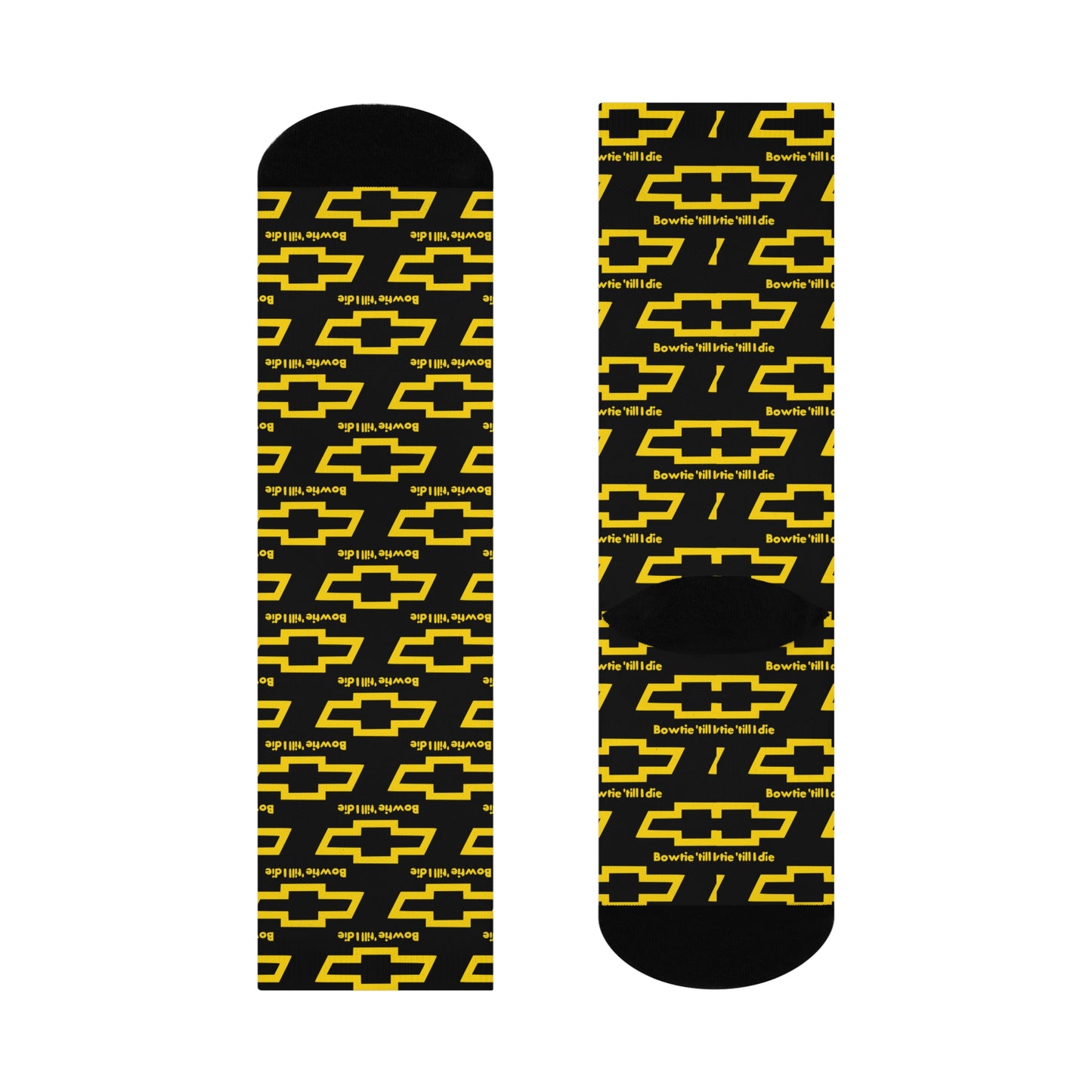 Bowtie ’Till I Die Crew Socks – Yellow Chevy Emblem