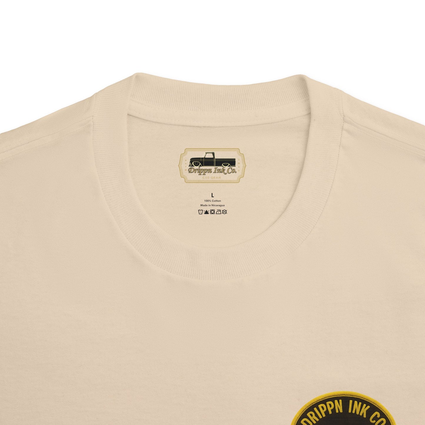 Low Life Cali Badge T-Shirt Slammed Chevy C10 Gold Vintage Graphic