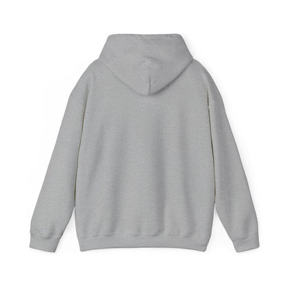 Back view of the sport grey hooded sweatshirt, plain with no print