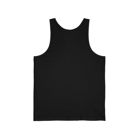 Back of the black tank top, plain with no print.