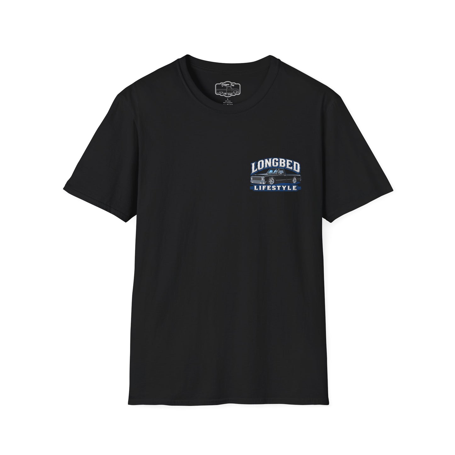 Chevy C10 Longbed T-Shirt - Slammed 1970s Truck Longbed Lifestyle