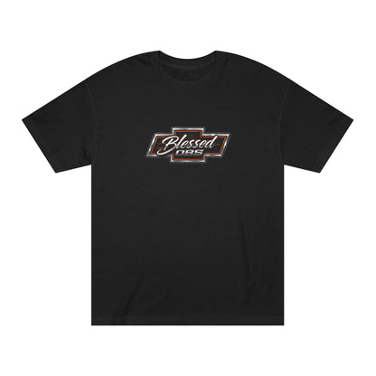 Black Blessed OBS Chevy truck t-shirt featuring custom OBS pickup graphic on the back