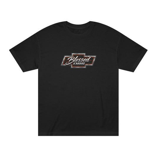 Black Blessed OBS Chevy truck t-shirt featuring custom OBS pickup graphic on the back