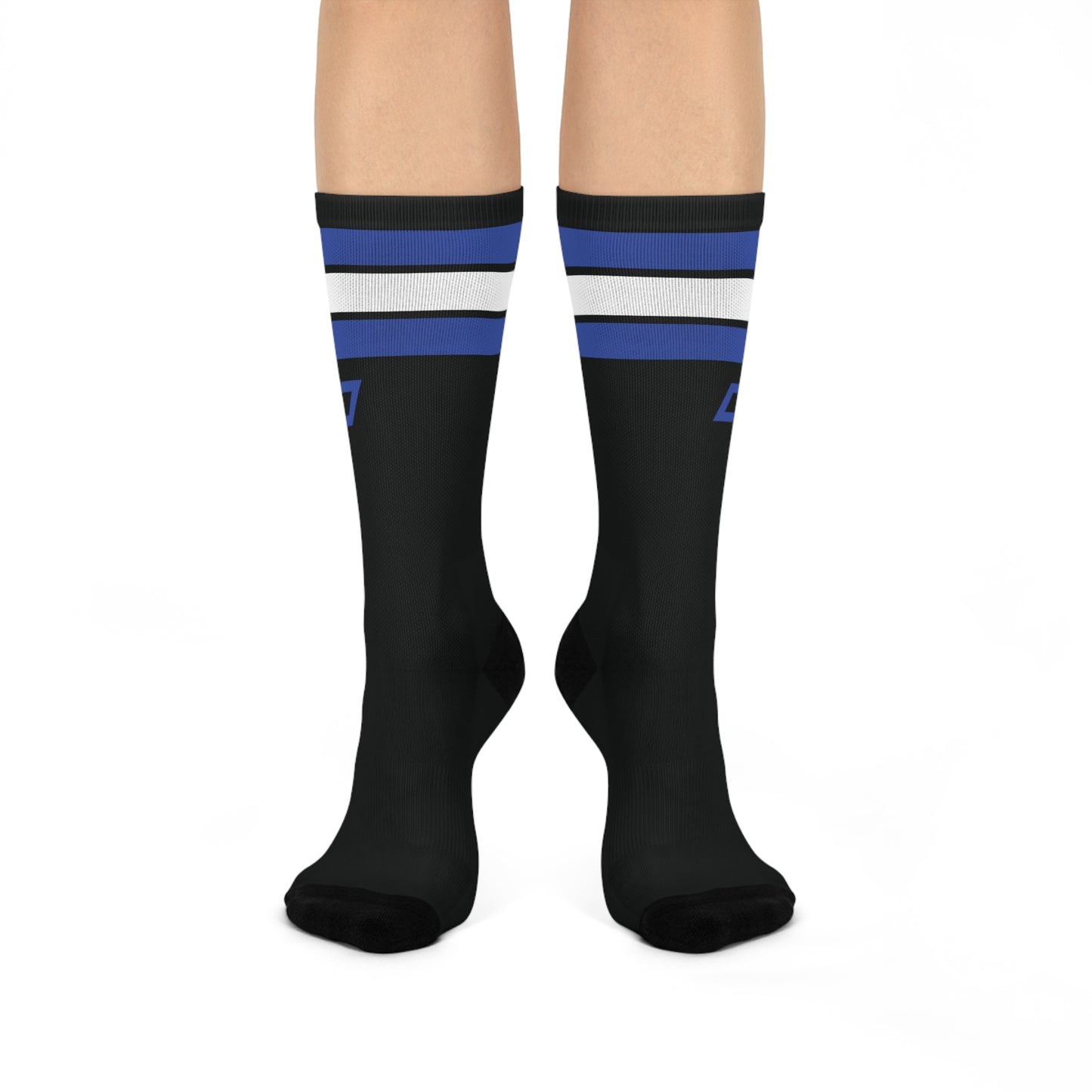 DrippnInk Bowtie Stripe Crew Socks — Chevy Blue Garage Edition