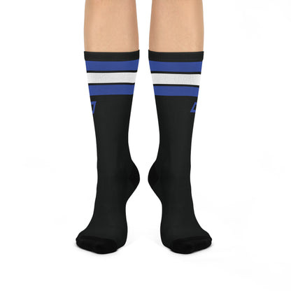 DrippnInk Bowtie Stripe Crew Socks — Chevy Blue Garage Edition