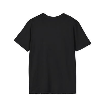 Back of the black t-shirt, plain with no print.