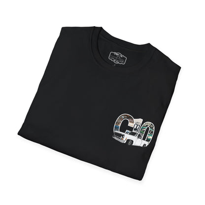 The black t-shirt folded to show the C10 lettering print.